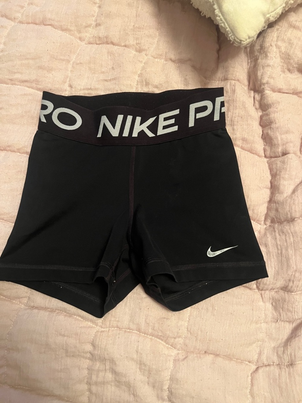 Nike Black Compression Shorts with White Logo Waistband